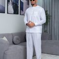 Ensemble blanc 100% lin cassé pour homme 1