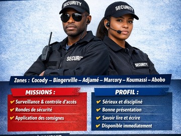 Offre d'emploi AGENTS DE SÉCURITÉ - Poste disponible